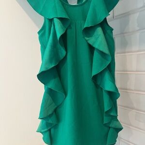 kate spade Girls Emerald Green Ruffle-Front Camisole Dress